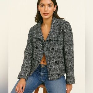 GAP tweed double breasted jacket pea coat size medium Y2K Academia Preppy